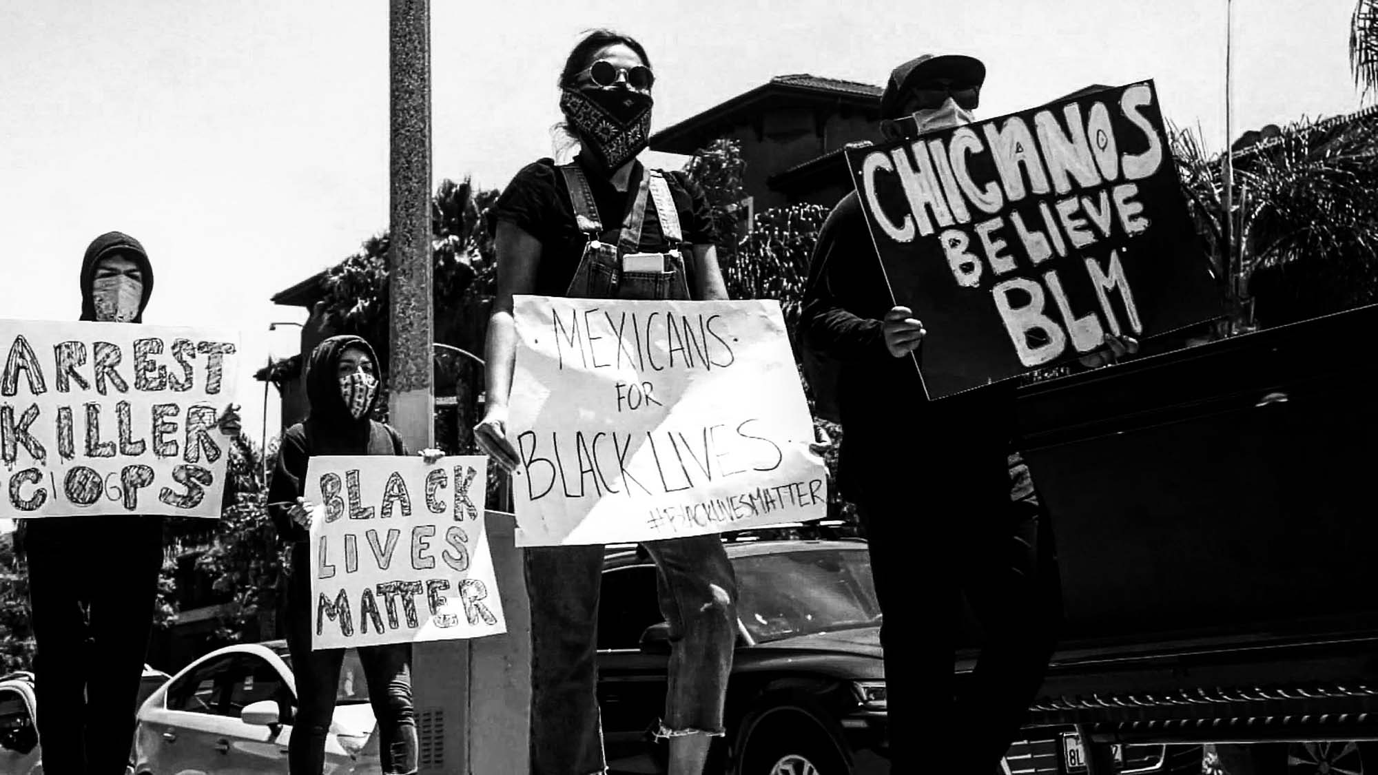 Protesters of George Floyd’s killing heading towards Pan Pacific Park on May 30.