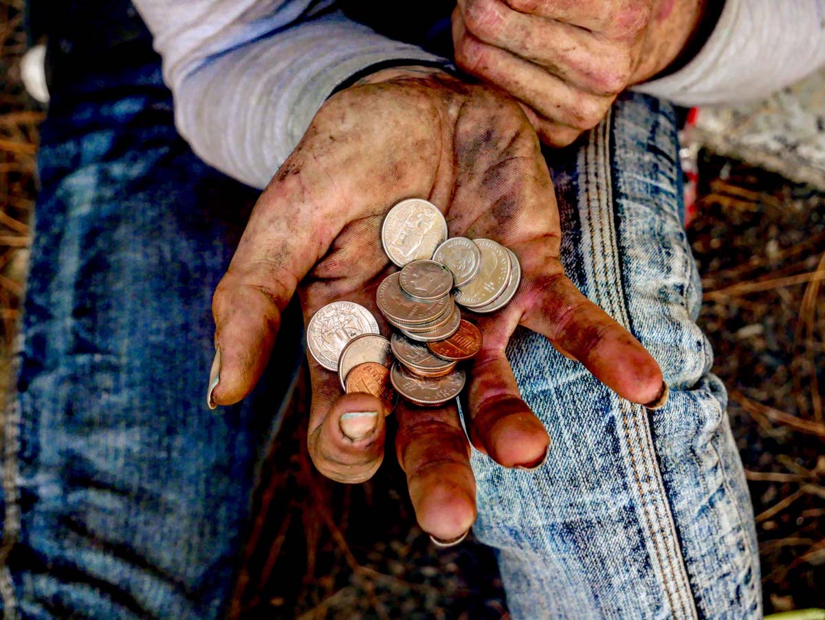 When I take a photo of a fellow homeless person I always give them something for it. Here, I gave Henry all the change in my pocket.