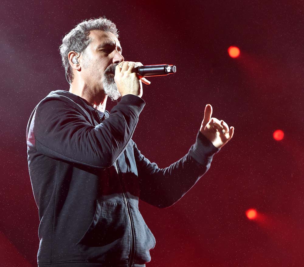 Serj Tankian of System Of A Down performs at Glen Helen Amphitheater on October 13, 2018 in San Bernardino.