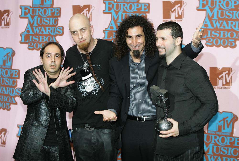 Winner of Best Alternative act, System Of A Down poses backstage at the MTV European Music Awards at the Atlantico Pavillion in Lisbon on Nov. 3, 2005. 