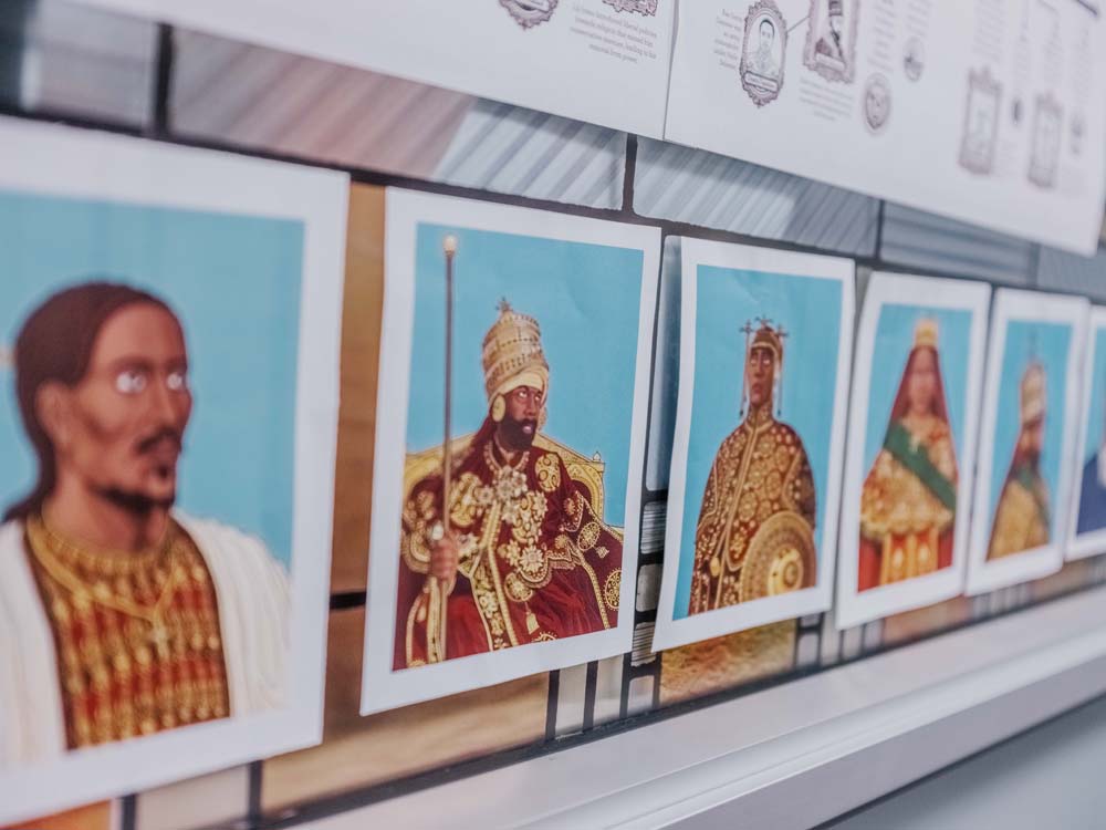 Photographs and art in Wondimu’s office showcase Ethiopia’s diversity and its royal past.