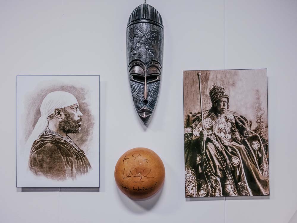 Photographs and art in Wondimu’s office showcase Ethiopia’s diversity and its royal past.