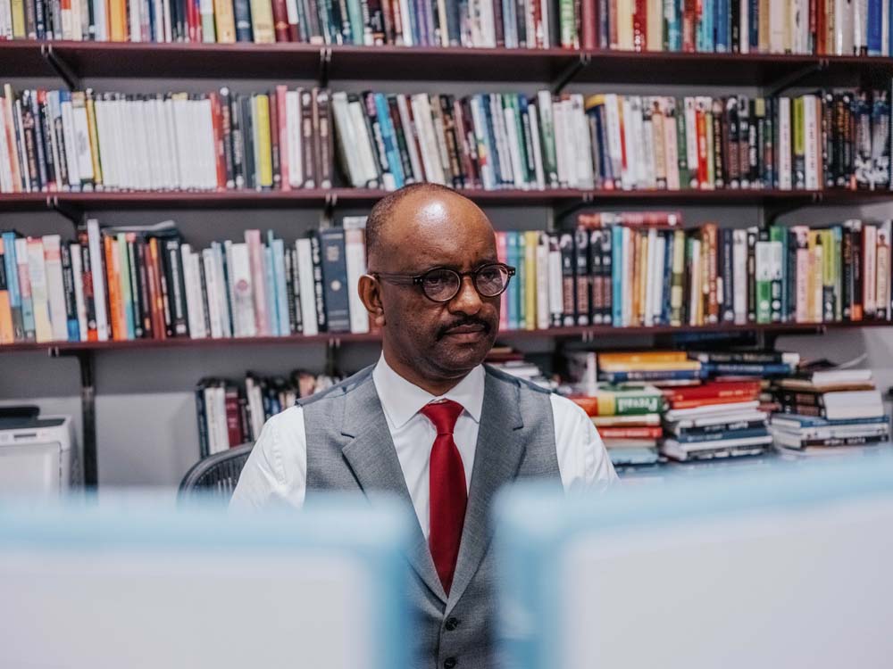 Elias Wondimu at TSEHAI’s Los Angeles headquarters.