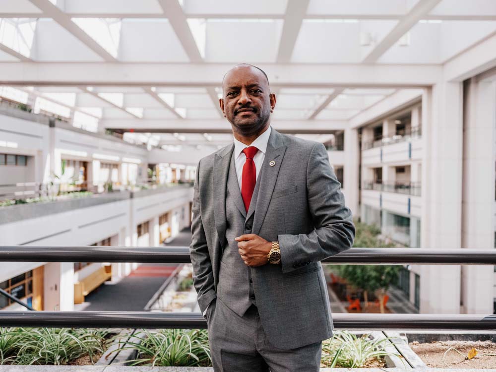 TSEHAI Publishers founder Elias Wondimu at Loyola Marymount University, where his press has been located since 2007.