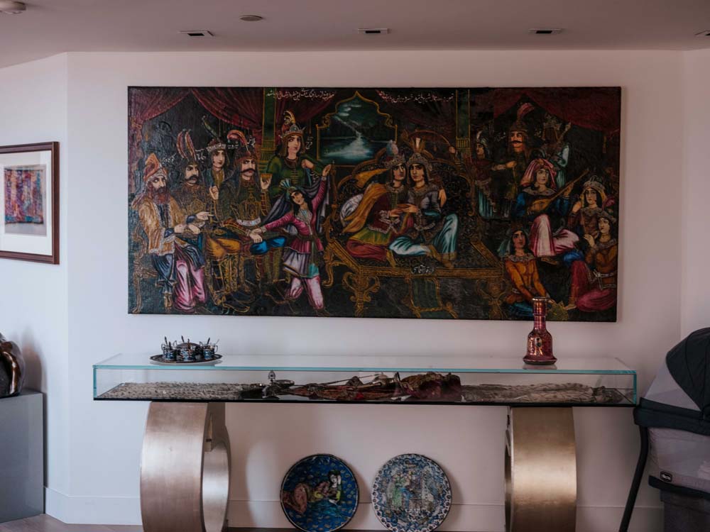 Homa Sarshar’s apartment in Westwood is filled with Persian art and sculpture.