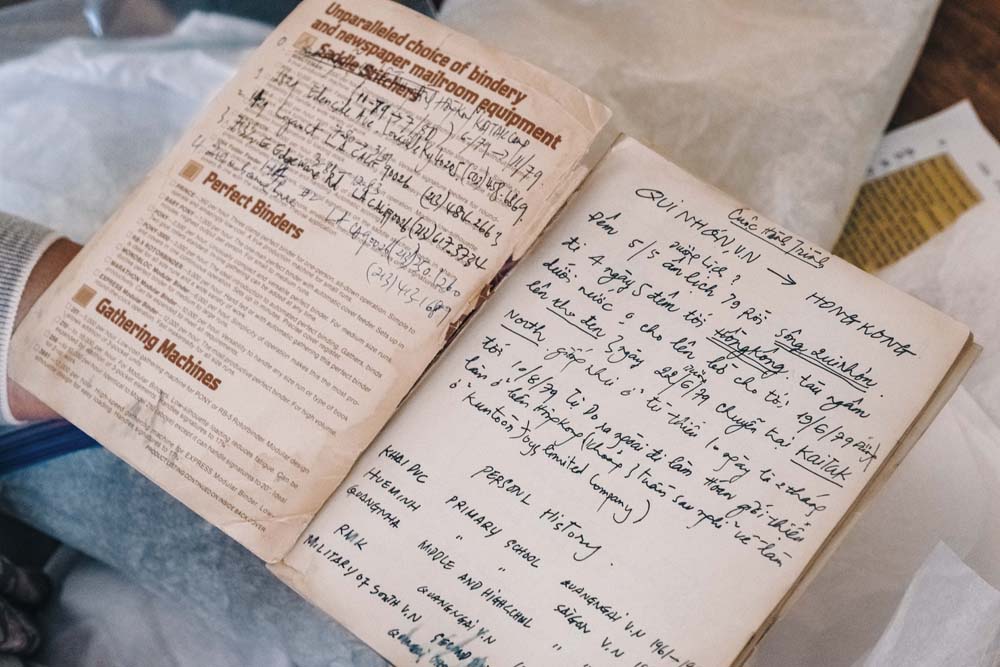 Handwritten journal pages from Luu-Ng’s late father.