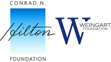 Conrad N Hilton Foundation and Weingart Foundation logos